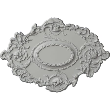 Kinsley Flowing Leaf Ceiling Medallion, Hand-Painted Frost, 30 3/8"W x 20 3/4"H x 1"P